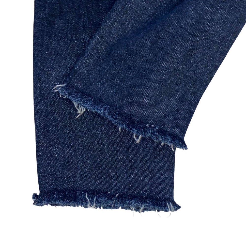 AGOLDE Sophie Dark Blue Wash Denim High Rise Raw Hem Crop Skinny Jeans Size 26 - Picture 3 of 11